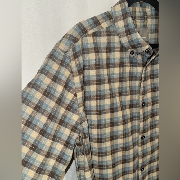 Royal Robbins Shirt Brown Blue Plaid Organic Cotton FLANNEL Long Sleeve Mens XL - Picture 5 of 11